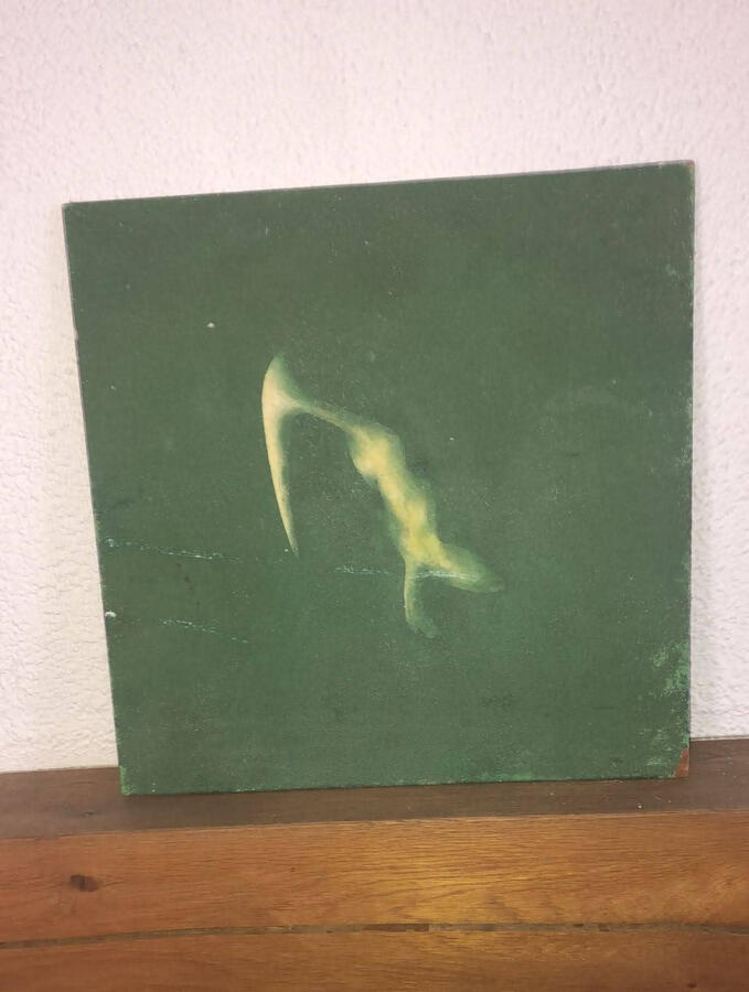 Her abstract painting on board - Dimensions