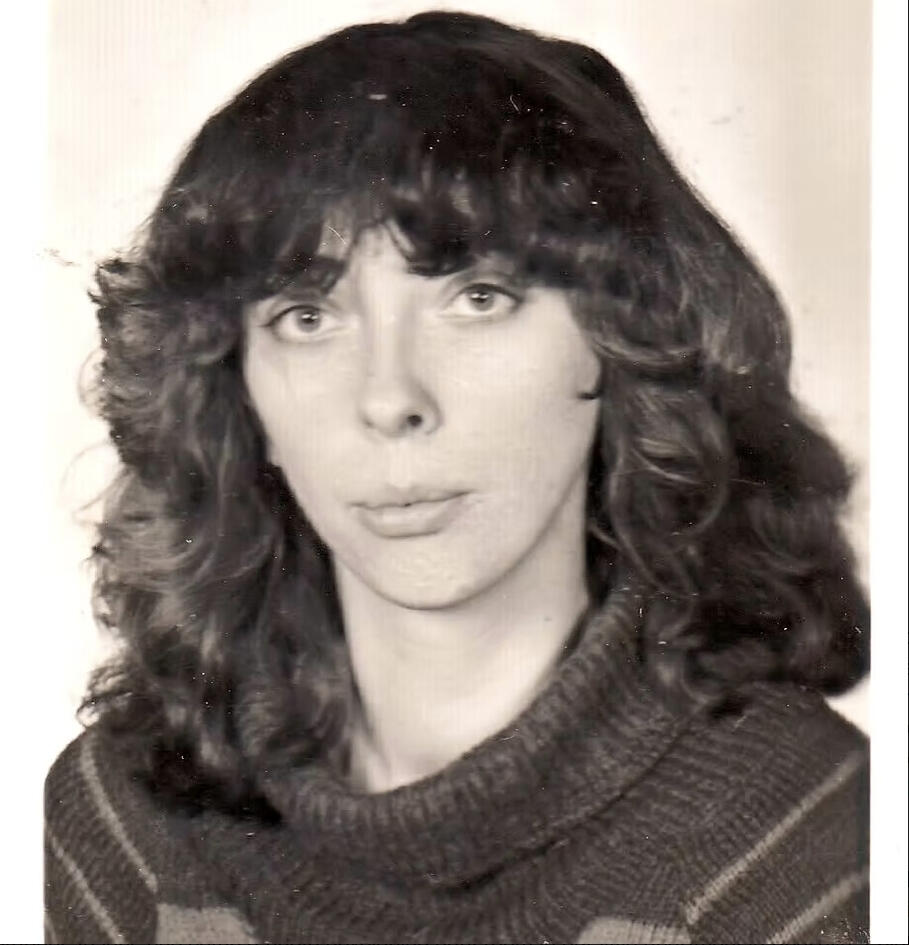 Black and white portrait photograph of the late Polish multidisciplinary artist Renata Plis (born Slupecka).