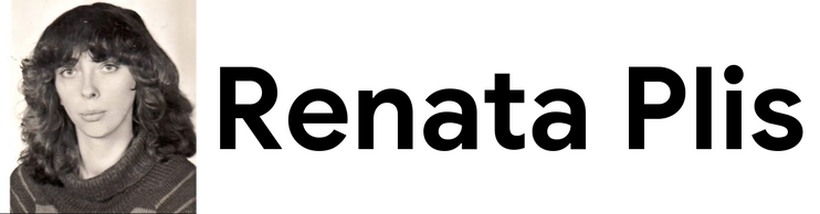 Official logo for the Renata Plis art archive, featuring her name and a small black and white portrait photograph of the late Polish artist.